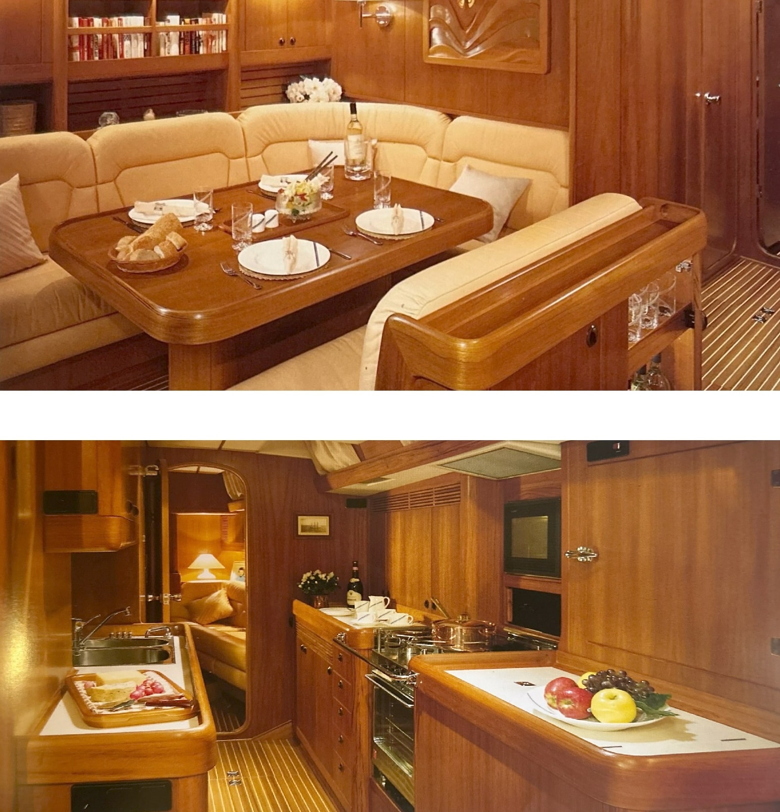 Gemini II salon and galley below decks